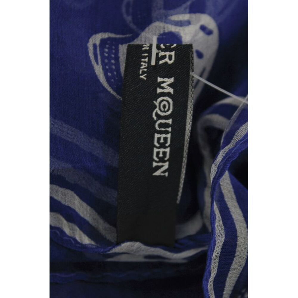 Alexander McQueen Womens Silk Chiffon Skull Pattern Scarf Blue 47.2 x 41 In - Picture 4 of 5